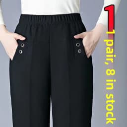 Women's Fleece Lined Loose Straight Leg Elastic Waist Casual Pants Thickened Autumn Winter New Style Cotton Sheepskin Velvet