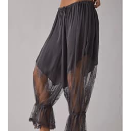Women Lace Trim Bloomers Pants Drawstring Waist Long Pants Ruffle Patchwork Cropped Lounge Pants Pettipants Y2k Steetwear