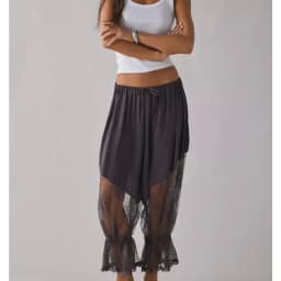 Women Lace Trim Bloomers Pants Drawstring Waist Long Pants Ruffle Patchwork Cropped Lounge Pants Pettipants Y2k Steetwear