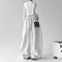 Hip Hop American Jazz JZA Dance Pants Loose Casual Sports Pants Gray Wide Leg Pants