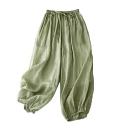 Premium Hemp Summer Casual Elastic Waist Loose Lantern Pants Women's High-End Original Style Cotton Nine-Piece Pants