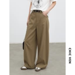 CHIC VEN Fashion Women Pants Solid Loose Casual High Waisted Ladies Wide Leg Trousers Cotton Spring Summer 2026