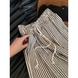 Trendy Striped Wide Leg Pants Women's Slim Fit High Waist Drapey Straight Loose Casual Summer Trousers Comfortable Lazy Pants