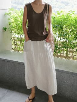 Retro Bohemian Nine-Foot Skirt Pants Women's Thin Fake Two-Piece Cotton Linen Loose Slimming Slit Wide Leg Straight Tube Pants