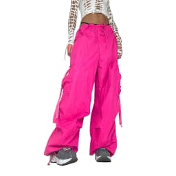 Streetwear Parachute Hot Pink Cargo Pants Hip Hop Techwear High Waist Jogger Pants Women Baggy Casual Korean Punk Trousers