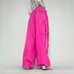 Streetwear Parachute Hot Pink Cargo Pants Hip Hop Techwear High Waist Jogger Pants Women Baggy Casual Korean Punk Trousers