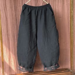 Johnature Women Vintage Linen Elastic Waist Pants Plus Cotton Warm Winter Trouser 2025 New Solid Color Pockets Loose Long Pants