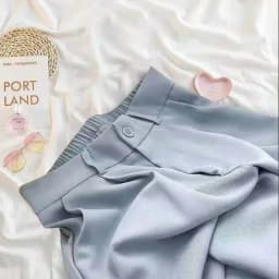 Women Fashion Suit Pant High Waist Casual Loose Straight Solid Trouser Office Lady Streetwear Button Up Elastic Nine Points Pant