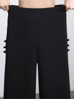 ZUZK Women Side Slit Chiffon Pants Summer Thin Elastic Waist Wide Leg Pants Chic Droop Trousers Chinese Style Nine Point Pants