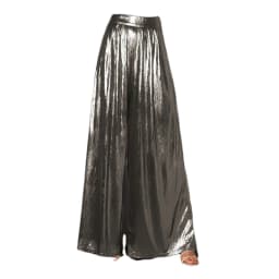 Ladies' Shiny Metallic High Waist Pleated Wide Legs Long Pants, Loose Trousers, Glitter Casual Street Fashion, Summer, 7XL
