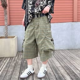 Street Plaid Large Pocket Workwear Cropped Pants for men Women 2025 Summer New Loose American Style Trendy Brand Wide Leg Pants