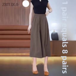 High Waist Wide Leg Pants Women's Summer Thin Casual Pants plus Size Versatile Drapey Skirt Pants Korean Style Loose Fit