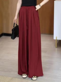 High Waist Wide Leg Pants Women's Summer Thin Casual Pants plus Size Versatile Drapey Skirt Pants Korean Style Loose Fit