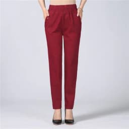 White Women's Trousers 5XL Spring Summer Autumn Female Stretch Waist Cotton Straight pants Middle aged lady Solid Casual Pants