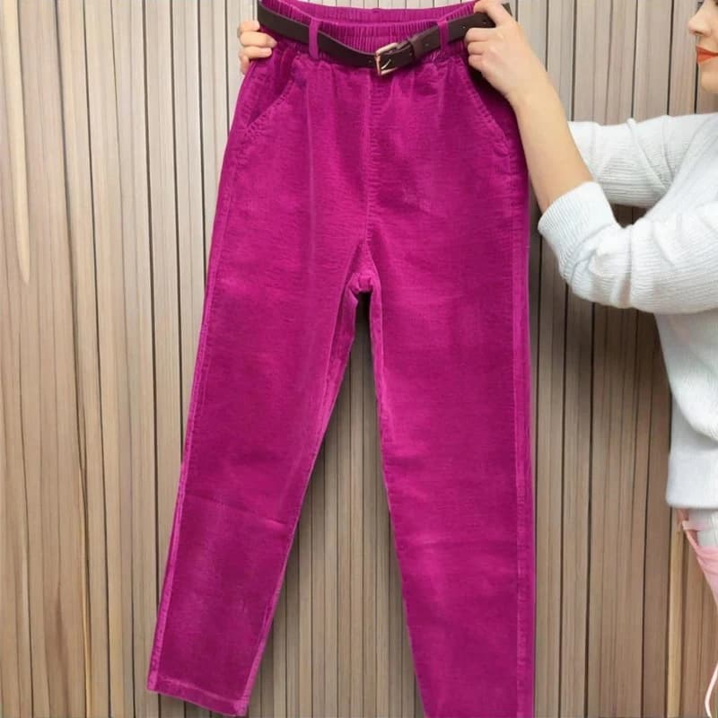 Velvet Harem Pants Women Fashion Casual Corduroy Trouser Spring Autumn Elastic Waist Loose Radish Pant Versatile 4XL