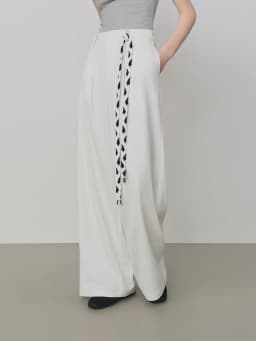 FSLE 2025 New Women Loose Fit Wide Leg Pants Black White Trousers High Waist Casual Pants Soft Drapey Free Waist Rope Vintage