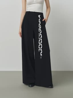 FSLE 2025 New Women Loose Fit Wide Leg Pants Black White Trousers High Waist Casual Pants Soft Drapey Free Waist Rope Vintage