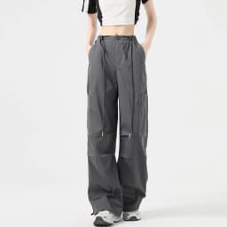 Fashion Big Pockets Women Cargo Pants Lightweight Thin High Waist Wide Leg Pants Woman Spring Summer Casual American Sweatpants