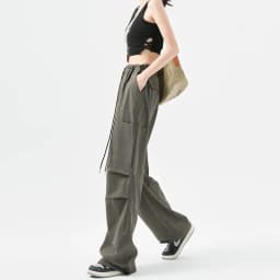 Fashion Big Pockets Women Cargo Pants Lightweight Thin High Waist Wide Leg Pants Woman Spring Summer Casual American Sweatpants