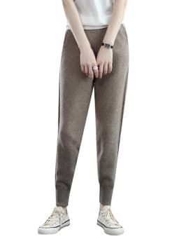 Elegant High Waist Knitted Wide Leg Pants Women's Sporty Style Pure Wool Thickened Autumn Winter New Arrival Trousers