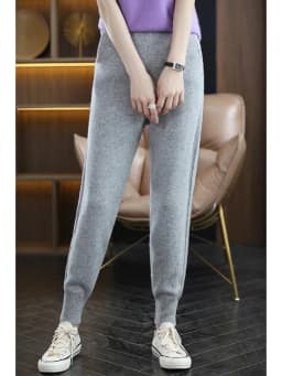 Elegant High Waist Knitted Wide Leg Pants Women's Sporty Style Pure Wool Thickened Autumn Winter New Arrival Trousers