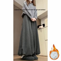 Caramel Thick High Waist Bloomer Pants Women's Autumn Winter New Knitted Soft Warm Fleece Long Pants Skirt Style Trousers