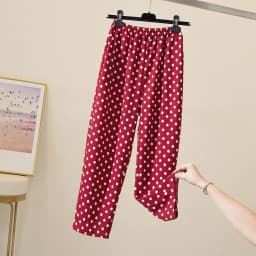 Wide Leg Pants Women Fashion Dots Ulzzang Loose High Waist Leisure Chic Female Trousers Sweatpant Pockets Summer Streetwear