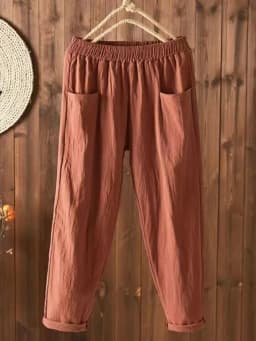 High Waist Women's Pants Summer Slim Fit Elastic Waist Straight Tube Harun Korean Fashion Leisure Loose Trousers
