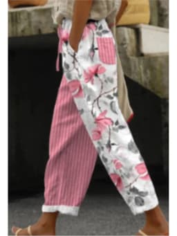 Casual Print Ankle-Length Pants For Women Fashion Mid Waist Straight Pants Lady Holiday Boho Beach Womens Clothing Spring New