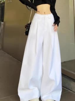 Zoki Chic White Suit Wide Leg Pant Women Elegant Korean High Waist Fashion Trousers Loose Casual Summer Simple Female Pants New