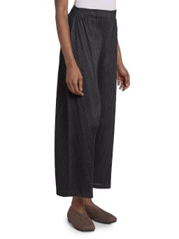 Miyake Pleated Thick Elastic Waistband Wide Leg Pants