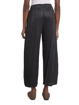 Miyake Pleated Thick Elastic Waistband Wide Leg Pants