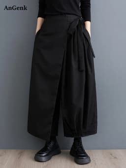 Black Vintage High Elastic Waist Wide Leg Pants Women Spring Autumn New Casual Loose Pleated Trousers Fashion Streetwear 2026