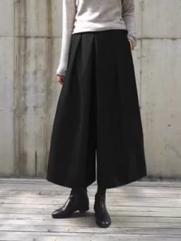 Afashion Autumn Winter Grey Woolen Skirt Pants Women's Casual Commute Loose High Waist Wide Leg Woolen Pants Slimming Versatile