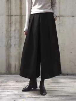 Afashion Autumn Winter Grey Woolen Skirt Pants Women's Casual Commute Loose High Waist Wide Leg Woolen Pants Slimming Versatile
