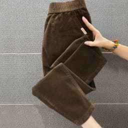 Corduroy Straight Leg Pants Women's Spring Autumn Popular Loose Fit Slimming Casual Long Trousers High Waist Polyester Fiber