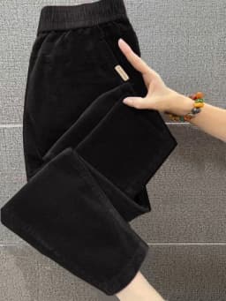 Corduroy Straight Leg Pants Women's Spring Autumn Popular Loose Fit Slimming Casual Long Trousers High Waist Polyester Fiber