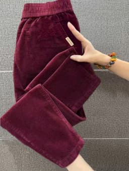 Corduroy Straight Leg Pants Women's Spring Autumn Popular Loose Fit Slimming Casual Long Trousers High Waist Polyester Fiber