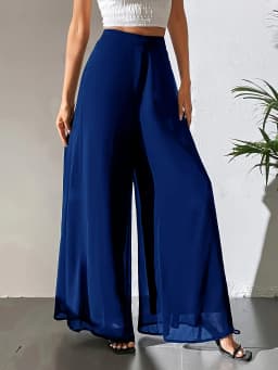 2026 Women's Summer Casual Pants Mom's Loose Pants Versatile Ice Silk Chiffon Wide Leg Pants Straight Casual 9-point Trousers