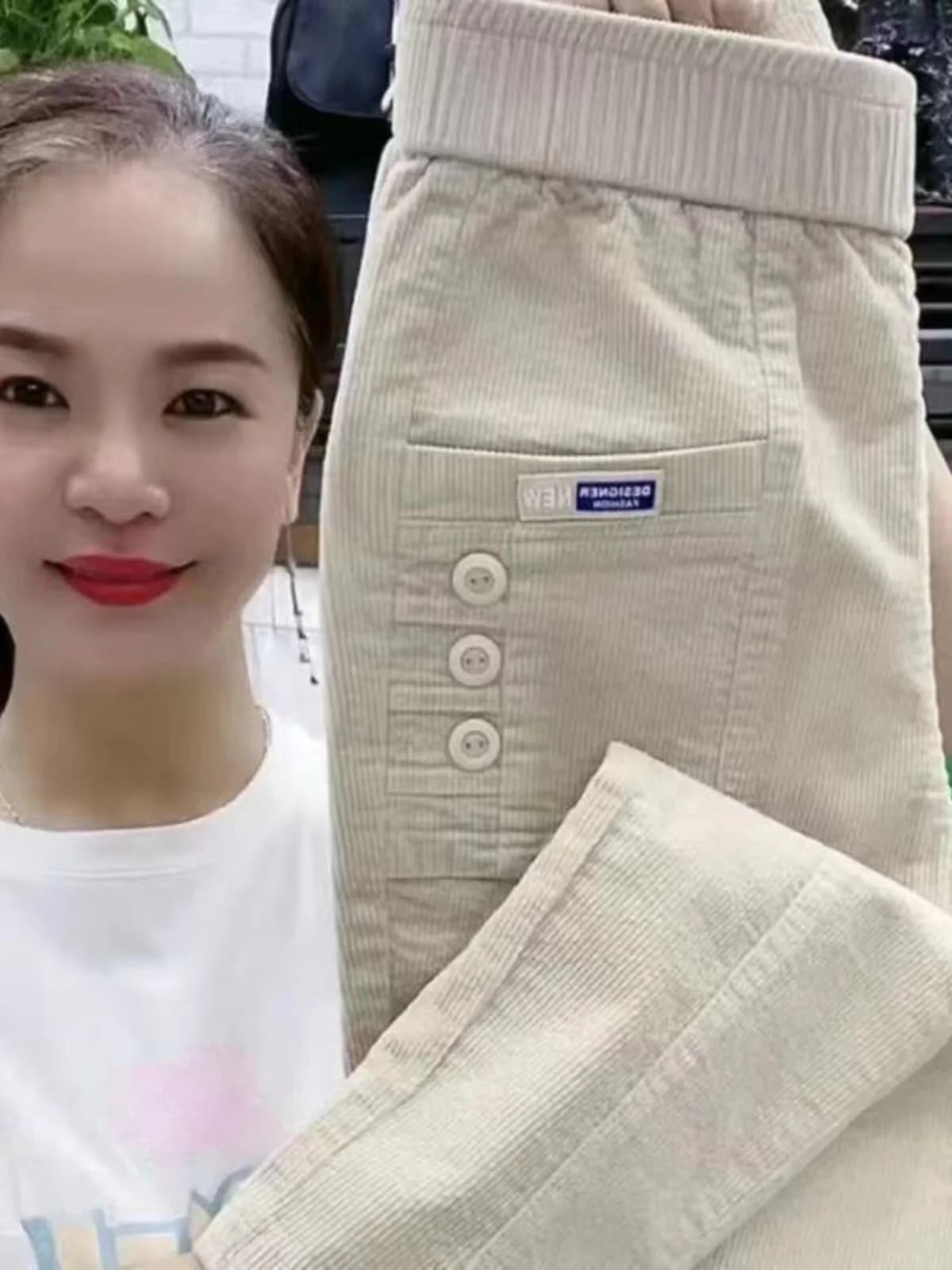 High Waist Harlan Pants Casual Velvet Straight Leg Pants Slim Fit Corduroy Pants Women's Spring Autumn New Style B3985