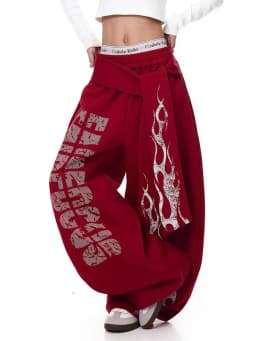 Belt Vintage Y2K Sweatpants Women Harajuku American Hip Hop Loose Wide Leg Pant Bf High Waist Vintage Spring Casual Trousers New