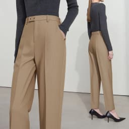 AMII Woman Pants 2026 Autumn Autumn Woman Loose Casual Fashion Simple Nine Point Trousers Black Blended Pleated Pants 12611025