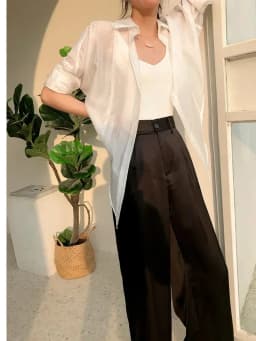Spring Summer Women's High Waist Wide Leg Trousers Loose Fit Classic Black Silk Satin Casual Korean Style Pants Female Clothing