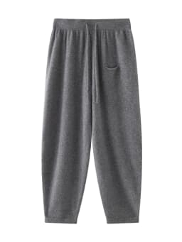 CHICUU Women's Cashmere Pants Casual Loose Long Bloomers 100% Cashmere Knit Pants Autumn Winter Sashes Pocket Cashmere Trousers
