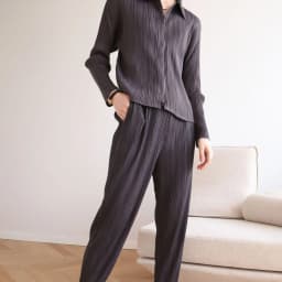 Miyake Pleated Pocket Pencil Pants Women High Fashion Korean Casual Elastic Waist Carrot Cone Pants