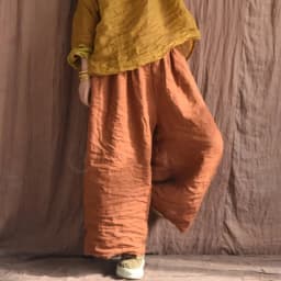 Johnature Women Linen Vintage Wide Leg Pants Elastic Waist Solid Color Trouser 2025 Spring New Loose Pockets Women Long Pants