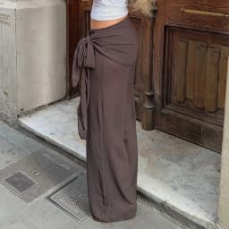 Elegant Lady High Waist Loose Fit Trousers Women Wide Leg Pants Hip Wrap Cover Up Scarf Fashion Going Out Long Pants Streetwear