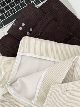 Cool Spicy Style Rivet Belted High Waist Corduroy Short Pants Women's Autumn Winter Slimming Sexy Girl Casual Straight Leg Tr...