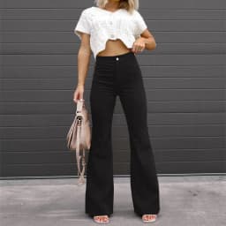 2023 Corduroy Casual Trousers Women Autumn Winter Solid High-waist Flare Pants Lady Slim Black Gray Khaki Orange Long Pants