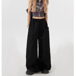 American Style Military Green Work Pants Unisex Casual Loose Wide Leg Hip Hop Drawstring Design Casual Pants for Men And Women